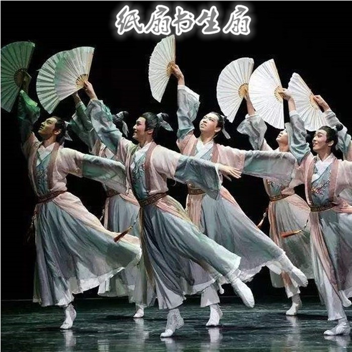 8-10寸单面儿童功夫扇纸扇书生扇子双面绢布竹骨白色大小号折扇