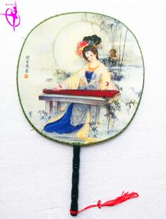10把包邮古典圆扇子单面大号团扇宫扇牡丹仕女青花瓷跳舞蹈绢布扇