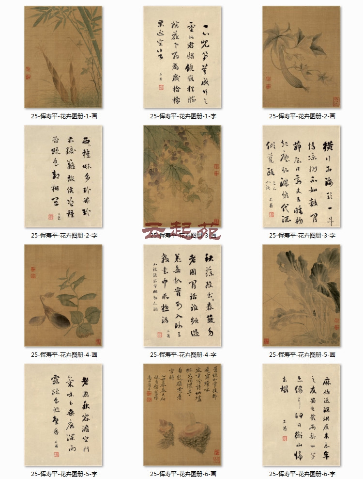 清恽寿平花果蔬菜图CZ六开高清电子图片932M装饰宣传素材