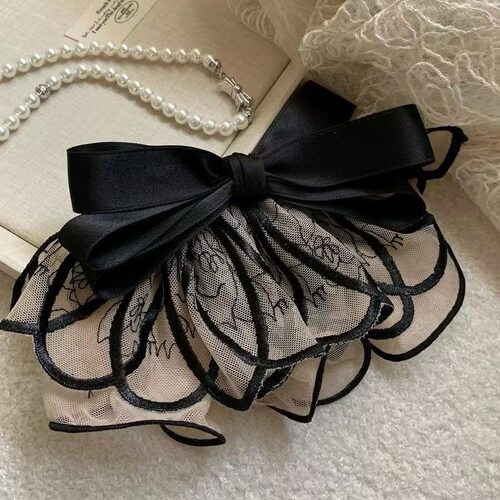 韩系春夏新款蕾丝蝴蝶结发夹女2026新款高级感气质发饰弹簧夹发夹