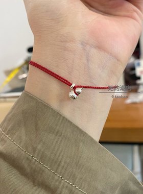 迷你实心925银小葫芦手绳纯手工编制四股平安结本命年超细红绳女