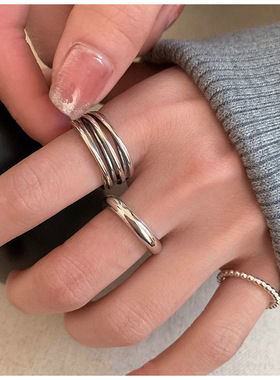 2025新款旭日 交叉缠绕复古多层戒指女ins个性简约新款冷淡风开口