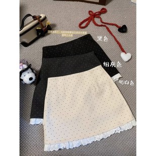 高腰波点包臀 夏季 2025新款 甜美风蕾丝拼接半身裙短裙女装