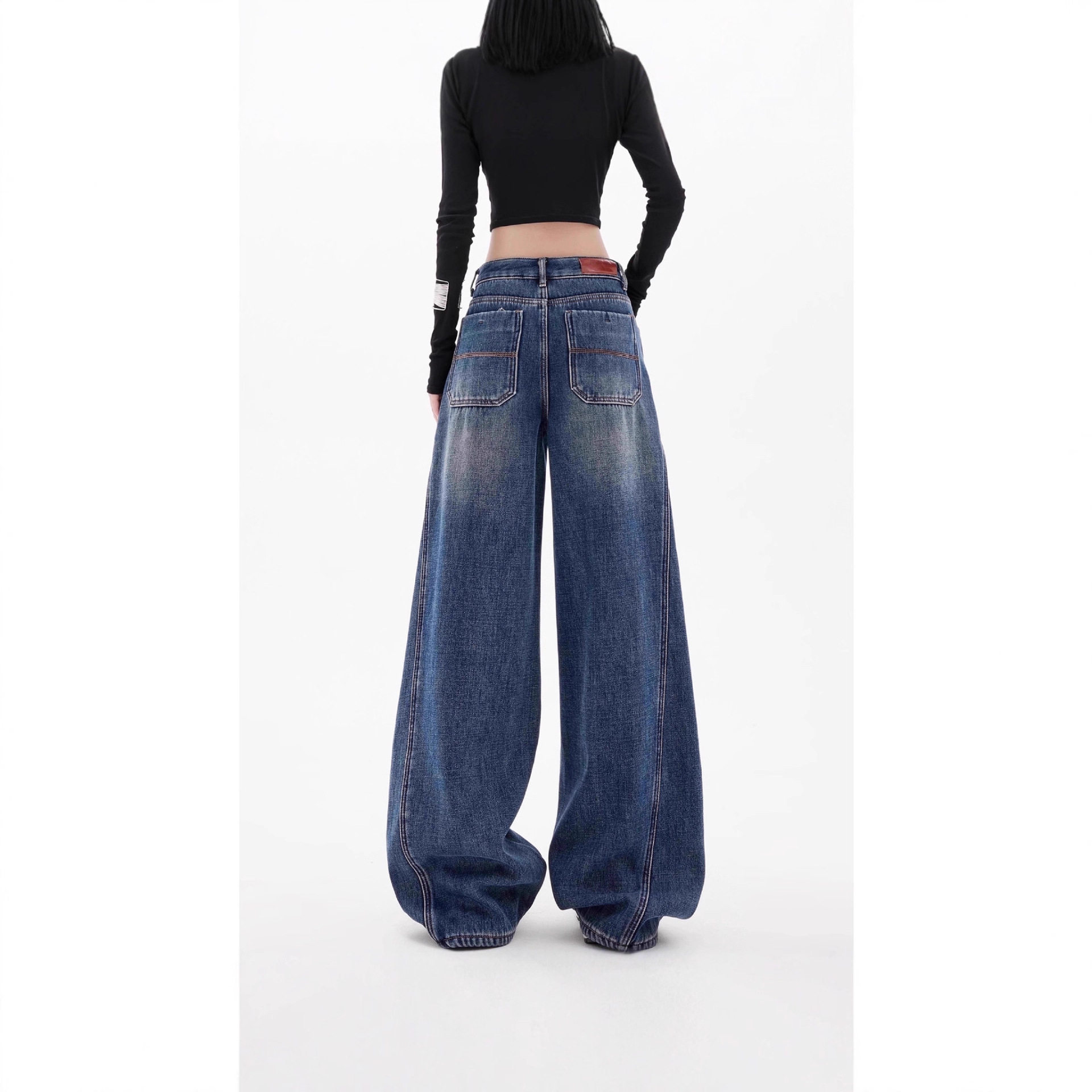 2025新款美式复古破洞弯刀牛仔裤女秋冬季设计感宽松显瘦拖地阔腿,女装/女士精品,牛仔裤,淘宝优惠券,粉丝福利购,淘宝优惠卷