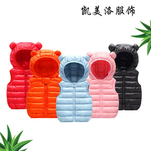 新款 保暖小童棉袄冬季 儿童羽绒棉马甲 卡通连帽背心短款 2025新款
