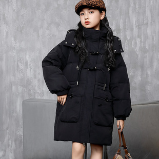 直销女童羽绒服儿童中长款中大童2024新款洋气女大童冬季女款