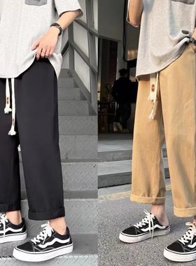 2025新款新款夏装休闲裤男士宽松直筒百搭复古港风ins潮牌抽绳