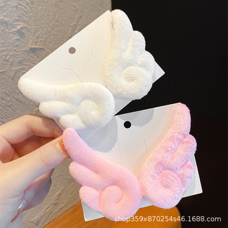 2025新款新款魔法少女小樱谢安然同款毛绒天使翅膀发夹白色可爱小