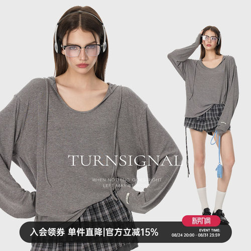 TurnSignal潮牌连帽长袖T恤女