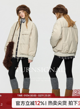 TurnSignal时尚短款工装羽绒服女冬季2025新款宽松保暖羽绒外套