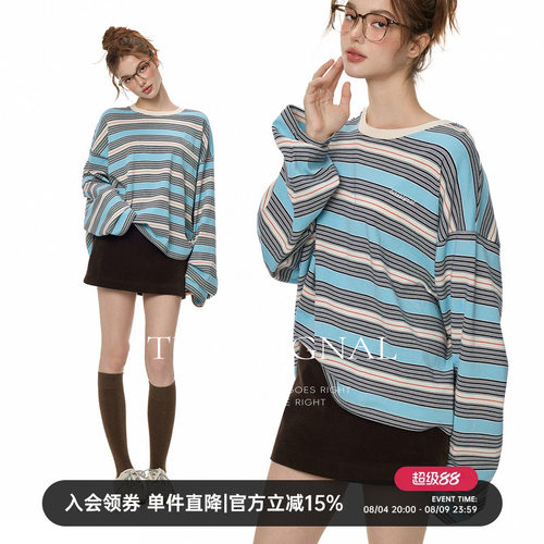TurnSignal时尚条纹长袖T恤女