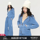 女连帽卫衣卫裤 TurnSignal 套装 针织外套长裤 休闲运动两件套 短款