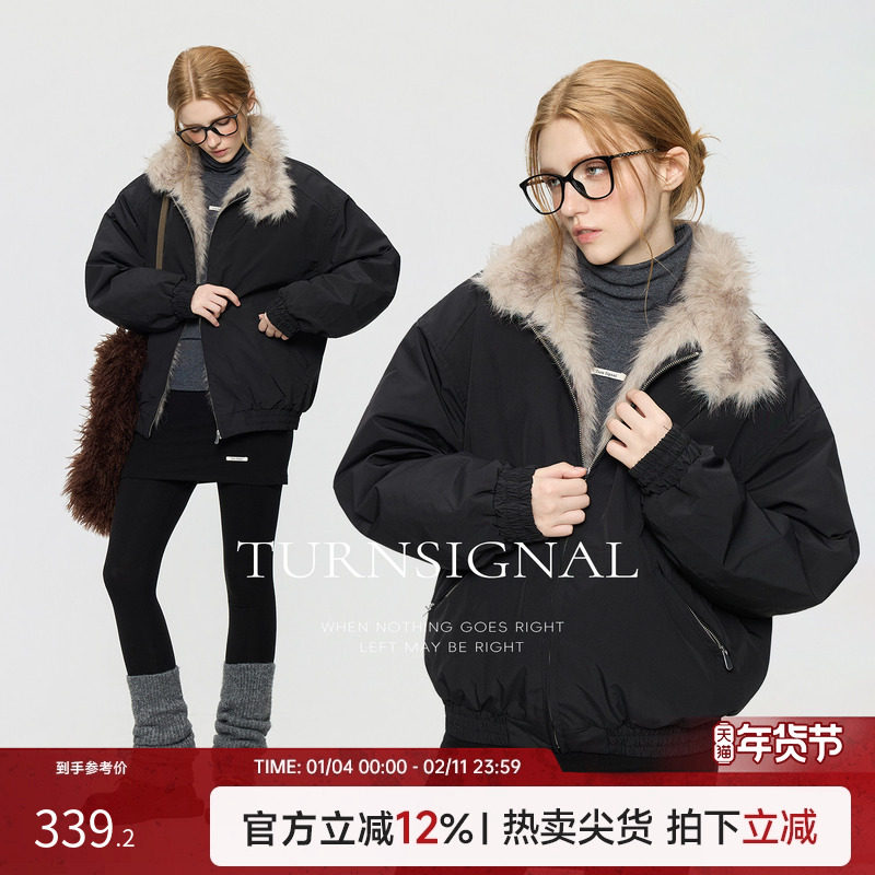 TurnSignal毛绒领棉服女冬季2025新款复古休闲宽松保暖棉衣外套,女装/女士精品,棉衣/棉服,淘宝优惠券,粉丝福利购,淘宝优惠卷