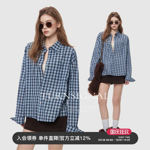 TurnSignal时尚格子衬衫外套女