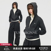 TurnSignal条纹卫衣长裤 连帽休闲运动两件套 套装 女秋冬2025新款