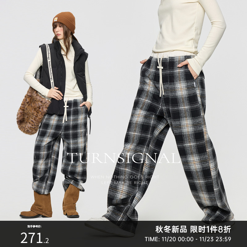 Turnsignal格子休闲阔腿裤女