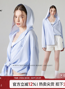 Turn Signal潮牌连帽防晒衬衫女夏季2025新款宽松休闲衬衣外套夏