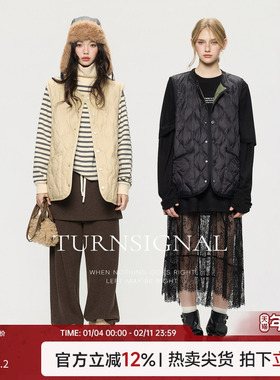 TurnSignal潮牌羽绒马甲女秋冬2025新款轻薄宽松保暖坎肩马夹外穿