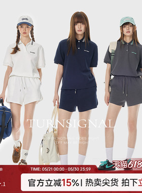 Turn Signal潮牌休闲运动套装女夏季2026新款POLO短袖短裤两件套