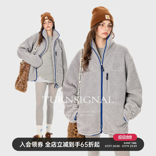 TurnSignal潮牌立领颗粒绒外套女秋冬2025新款休闲宽松保暖夹克冬