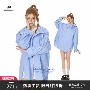 TurnSignal连帽格子防晒衬衫 休闲宽松上衣 外套女春秋薄款 2025新款