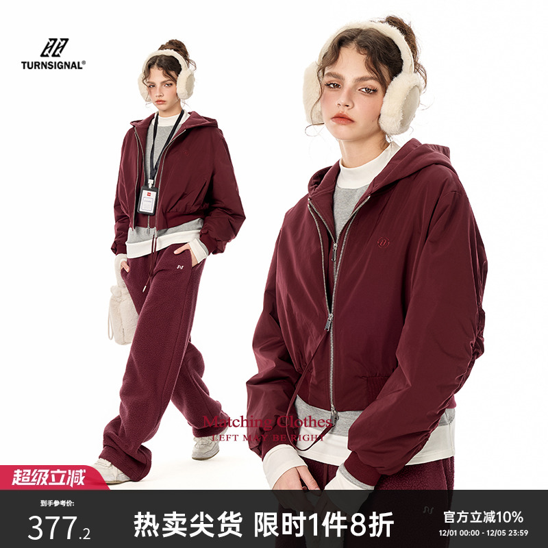 TurnSignal连帽短款棉服女