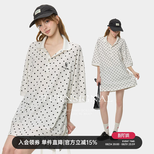 TurnSignal时尚波点短袖POLO衫女