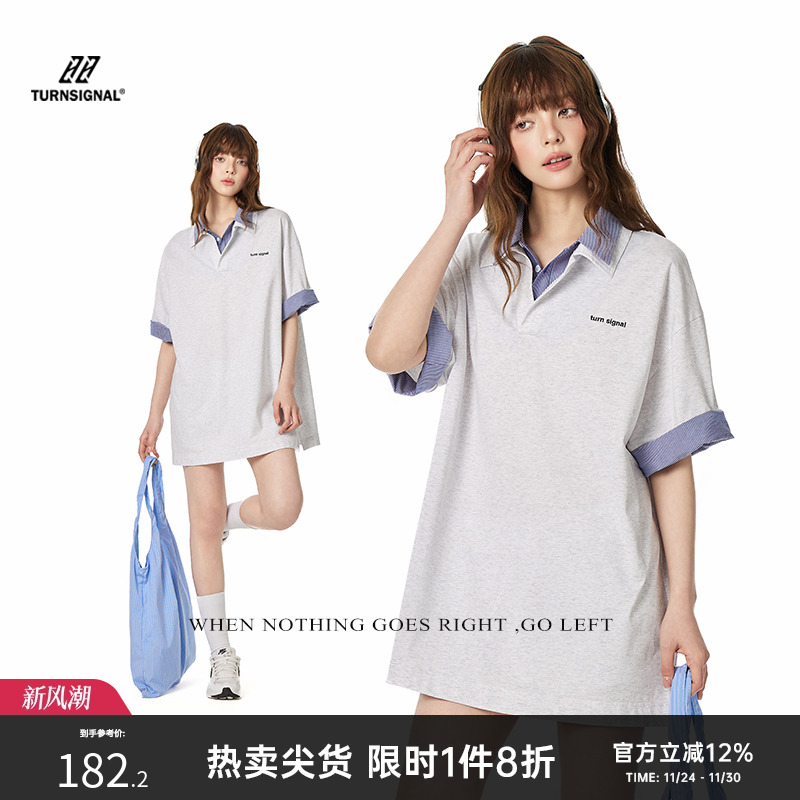 TurnSignal短袖POLO衫女中长款