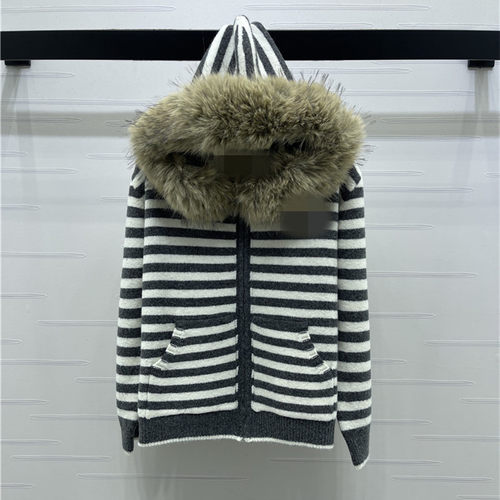 2026早春新款毛领连帽撞色条纹刺绣字母复古学院风百搭外套