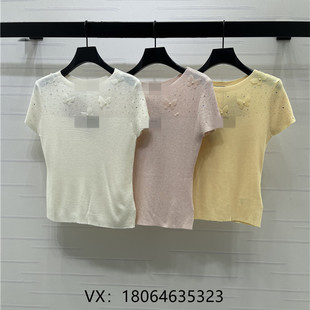 立体蝴蝶结 显瘦针织衫 2026春夏新款 圆领套头刺绣字母修身