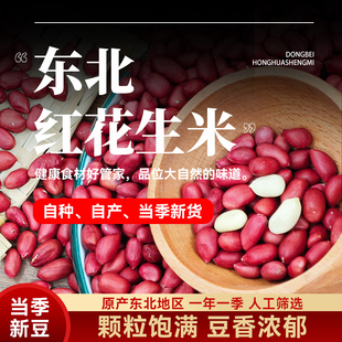东北红衣生花生米黑龙江四粒红花生仁新鲜红皮不带壳生的新货