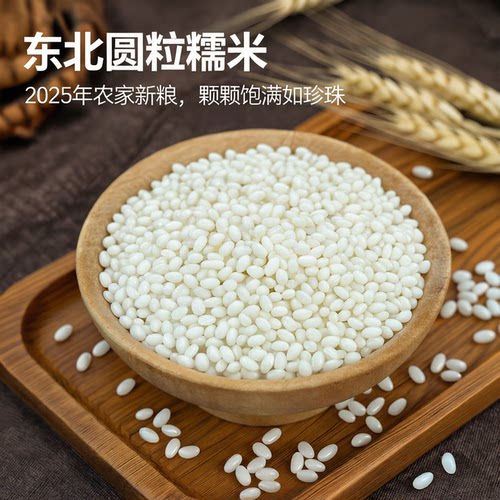 1东北圆粒糯米2025年农家新米5斤珍珠白江米江糯米包粽子五谷杂粮