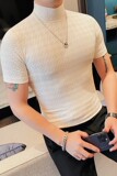 T2402-特P40半高领短袖T恤男士夏季新款薄款修身打底衫，男装T恤，电商B333