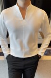 7915-P58V领长袖T恤男士秋冬新款立领纯色打底衫体恤，男装T恤，电商B333