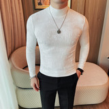 3405-特P40长袖体恤男士秋冬新款山水画印花半高领打底衫，男装T恤，电商B333