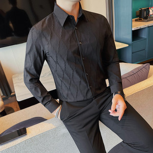 7178-P65 长袖白色衬衫男士秋冬新款 商务休闲衬衣图片