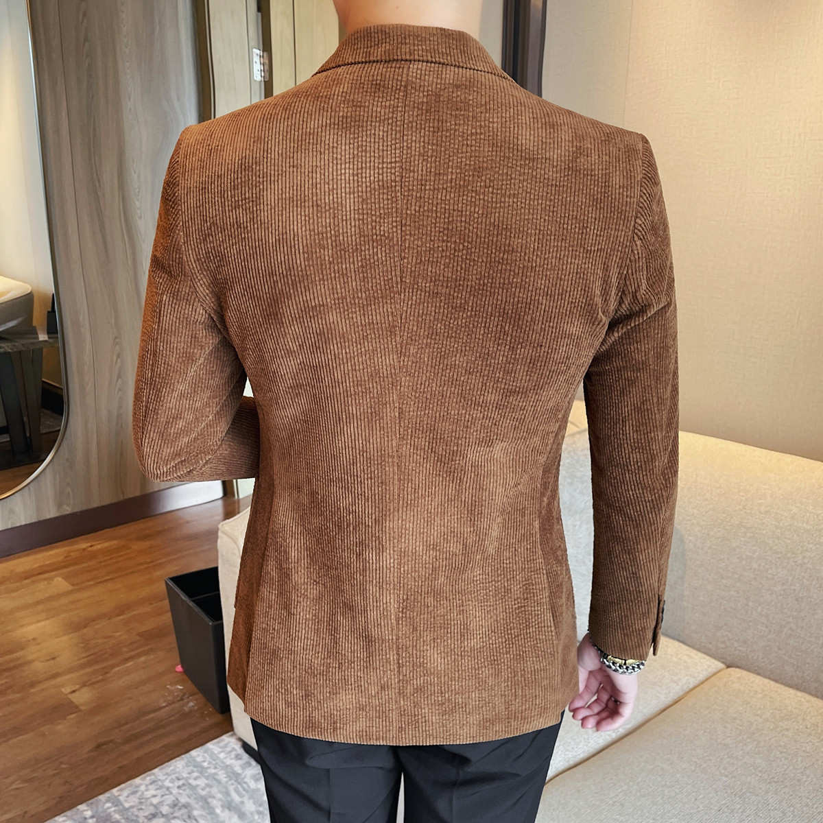 26700-P155男士长袖西装外套新款修身商务休闲西服灯芯绒西装，男装西服套装，电商B333