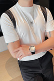 T2409-P48小中领短袖体恤男士修身贴布半袖打底衫，男装T恤，电商B333