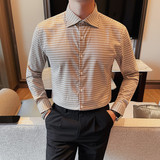 1111-P75格子长袖衬衣男士秋冬新款修身潮流休闲帅气衬衫，男装衬衫，电商B333