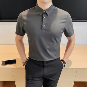 8215-P58 88 短袖POLO衫男士夏季新款修身纯色百搭休闲体恤图片