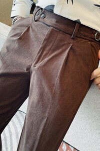 2331-P85 灯芯绒西裤男士秋冬新款那不勒斯商务休闲小脚长裤图片