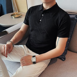 1215-P58polo衫男士夏季针织短袖t恤镂空修身半袖翻领体恤，男装T恤，电商B333