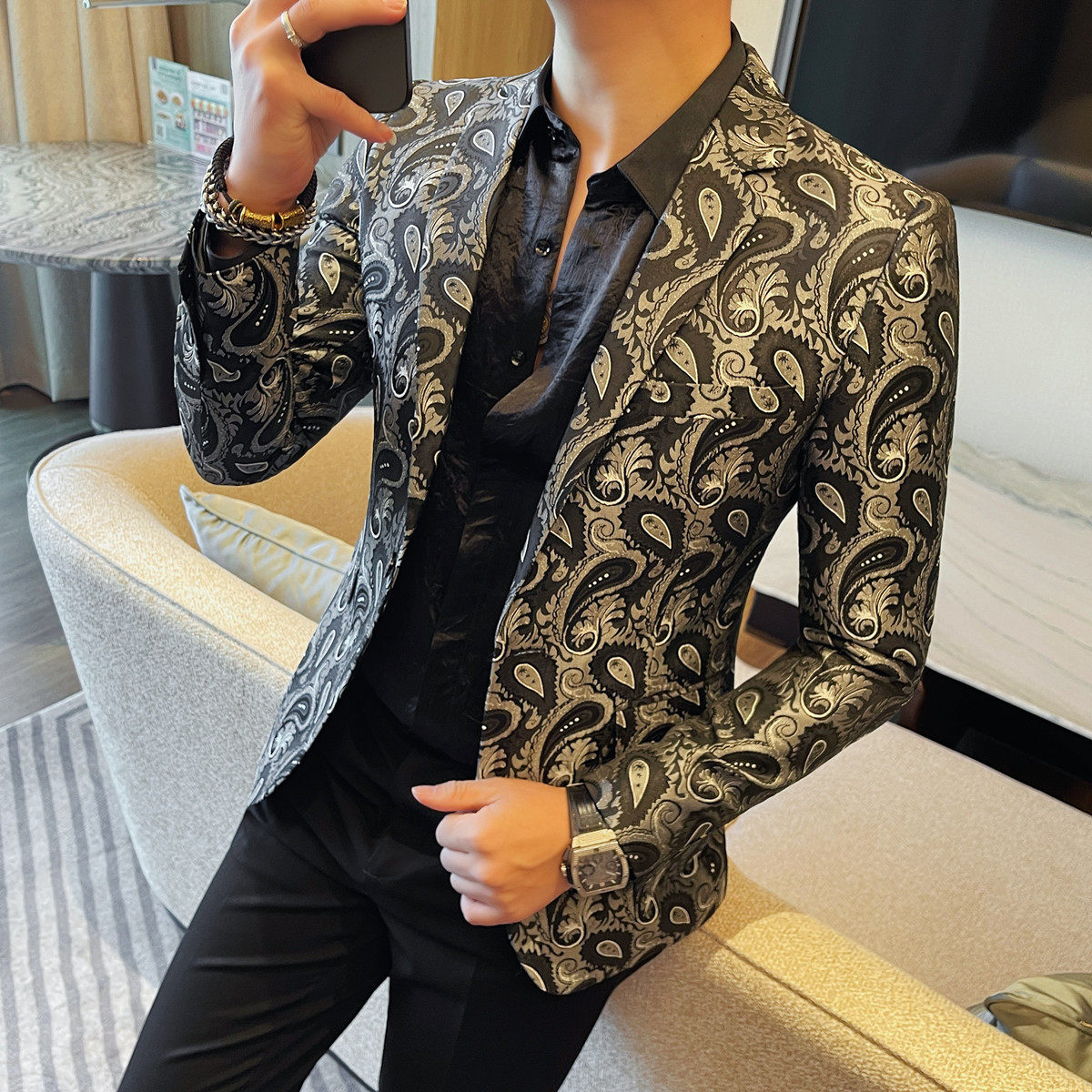 X701-P138男士西服外套时尚潮流休闲百搭修身单西服花西装,男装西服,电商B333