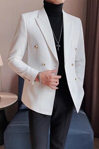 老款继续做AK76-P155双排扣纯色西装男士商务休闲单西外套西服图片
