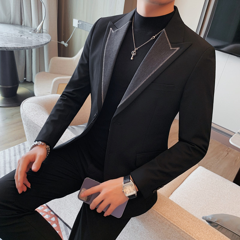 23608-P155秋冬男士外套小西装西服上衣修身潮流休闲帅气,男装西服套装,电商B333