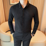 2222-P65麂皮绒厚款衬衫男士纯色百搭衬衣商务休闲长袖修身衬衫，男装衬衫，电商B333