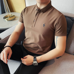 PL3608-P48足球六边形透气网眼刺绣款短袖POLO衫男士翻领夏季T恤