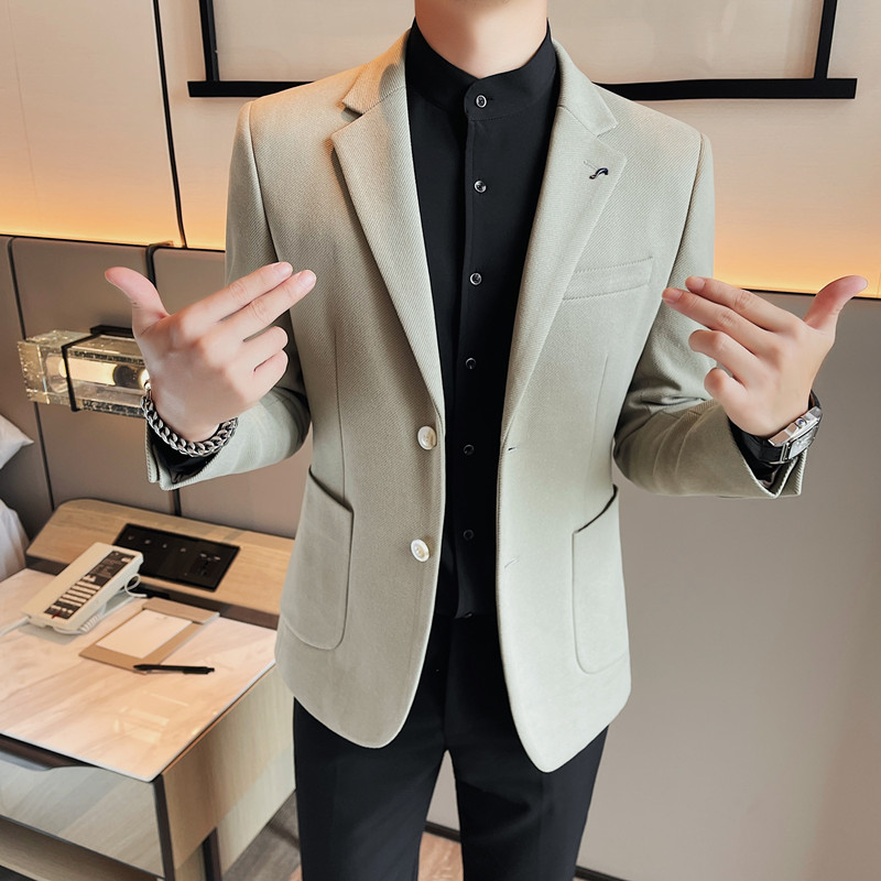XF1039-P165厚呢子西装外套男士冬季新款修身单排扣西服后中开叉,男装西服套装,电商B333