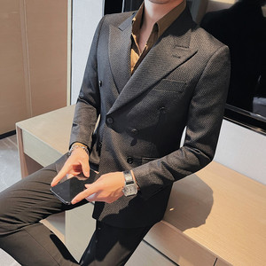 XZ6091-P208 西装外套男士西服礼服休闲修身双排扣西装图片
