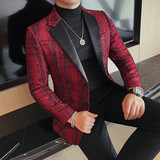 XF1063-P165格子小西装外套男痞帅高级感男装新款韩版休闲小西服，男装西服套装，电商B333